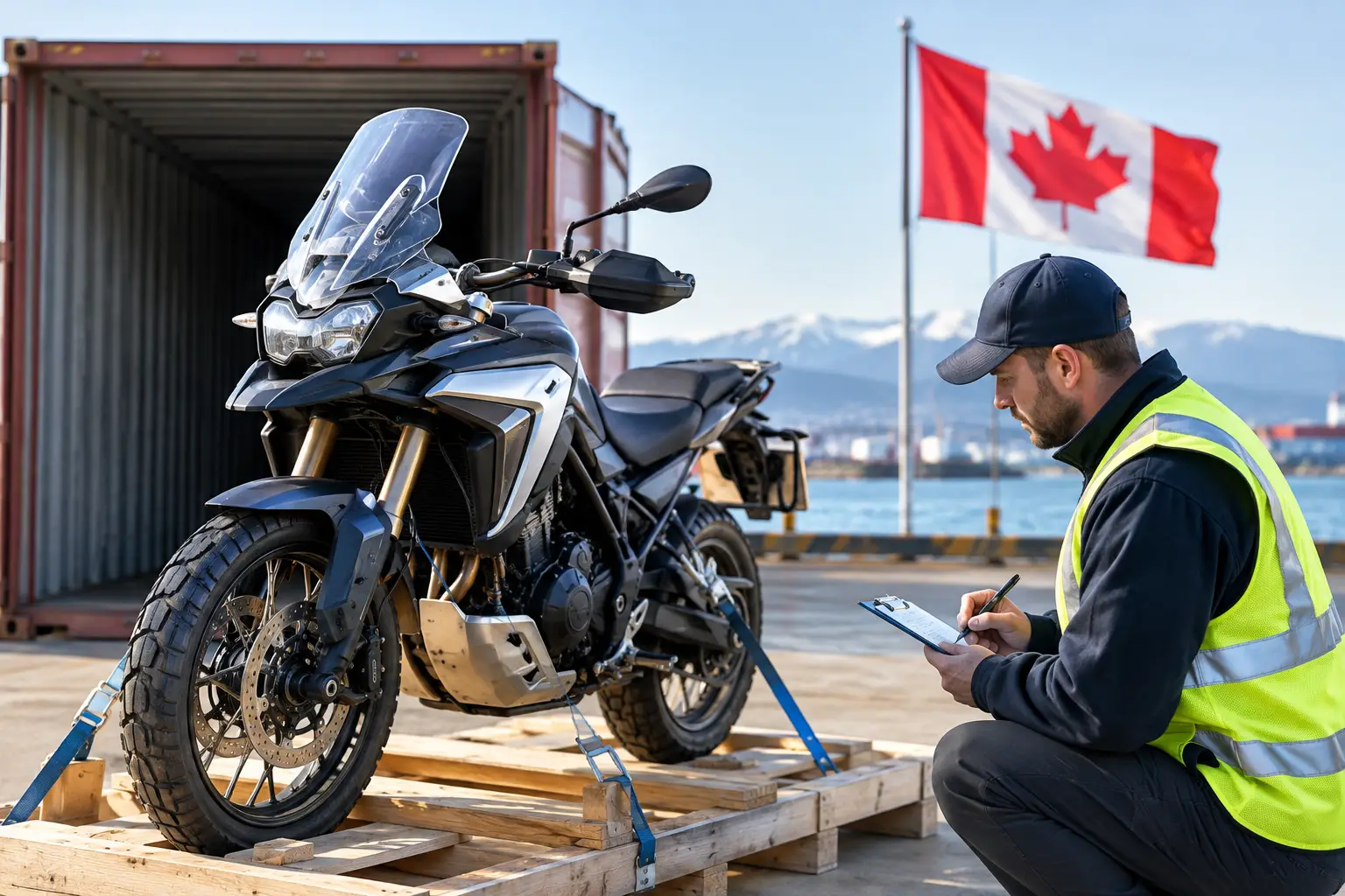 Préparer une moto pour exportation au Canada